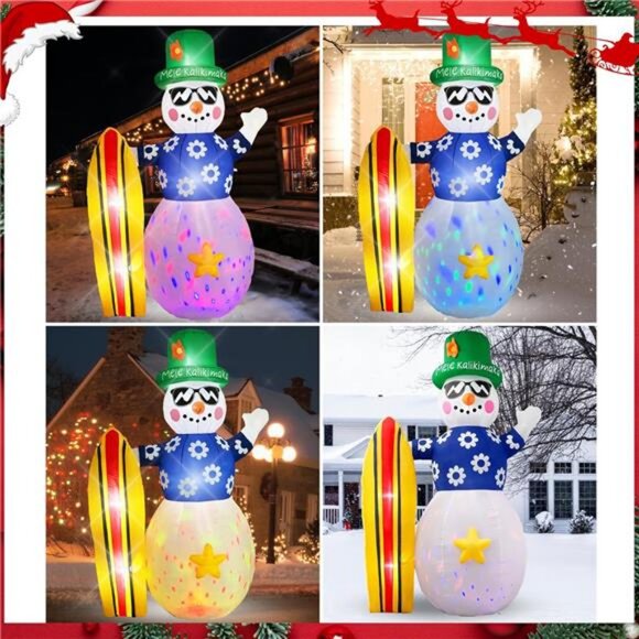 8ft Christmas Inflatable Snowman and Penguins with Rotating  Snowman Inflatable Christmas Yard Decorations 8ft Giant Frosty Blow Up Snowman